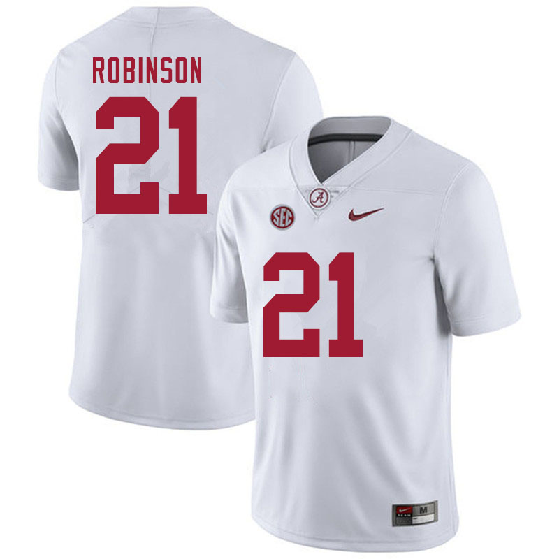 Men #21 Jahquez Robinson Alabama White Tide College Football Jerseys Sale-White